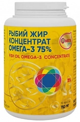  Рыбий жир концентрат ОМЕГА-3 75% "Омегадети" (БАД) капс 750мг N90 