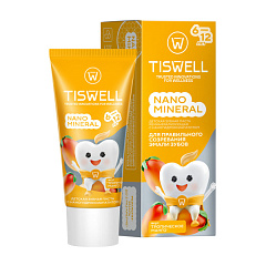 Зубная паста "Tiswell " реминерализующая с наногидроксиапатитом детская с 6 лет Тропическое манго 60г N1