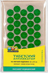 Массажер-иппликатор Тибетский Кузнецова зеленый (чувств) малый коврик на ткани 12см*22см N1