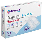 Повязка "Клинса"с суперадсорбентом пластырного типа стерильная 8*6см №10 