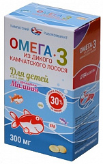  Омега-3 "Salmonica" из дикого камчатского лосося для детей с 3-х лет (БАД) капс 300мг N84 