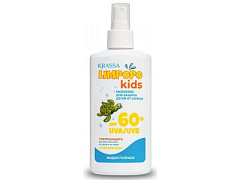 Молочко для защиты детей от солнца "Krassa" Limpopo Kids SPF 60+ водостойкое с Пантенолом без отдуш спрей 150мл N1