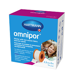  Пластырь "Omnipor" нетканый (белый) гипоаллергенный с держателем 2.5см*5м N1 