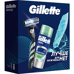  Набор "Gillette" (бритва Mach 3 с 1 сменной кассетой+ Гель для бритья Gillette Series успокаив 75мл) N1 